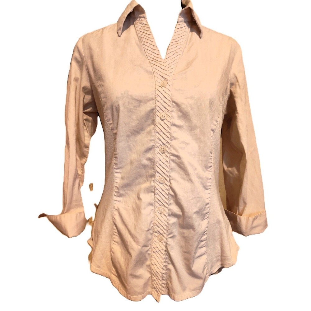 Signature By Larry Levine Button Down Shirt w Stretch Fabric Side panels Size PM